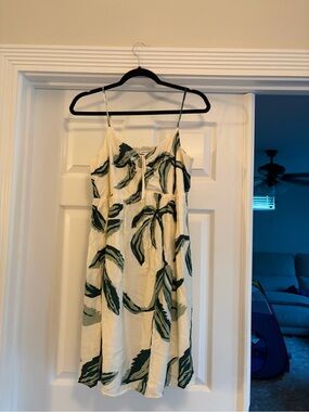 Nine West Cream Dress with Dark Green Leaf Print